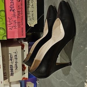 Black leather 3" heels